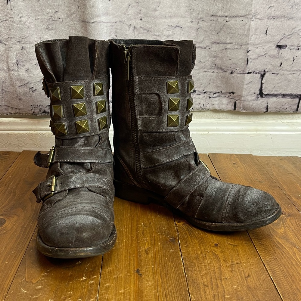 Kors Michael Kors brown distressed suede boots Womens size 7M